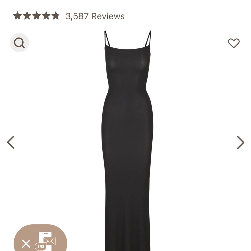SKIMS Black Soft Long Lounge, Slip Dress // Onyx/ Medium in Black - Picture 4 of 10